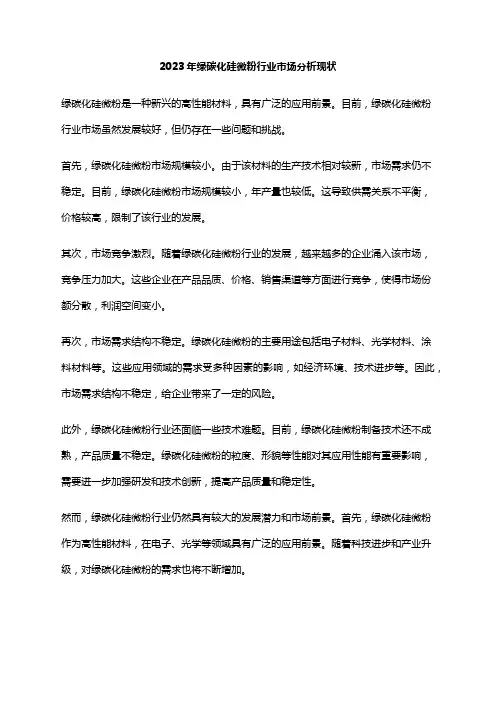 2023年绿碳化硅微粉行业市场分析现状