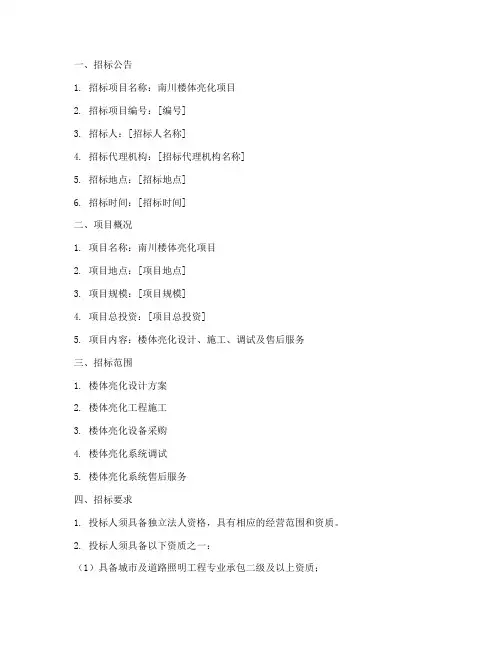 南川楼体亮化招标文件