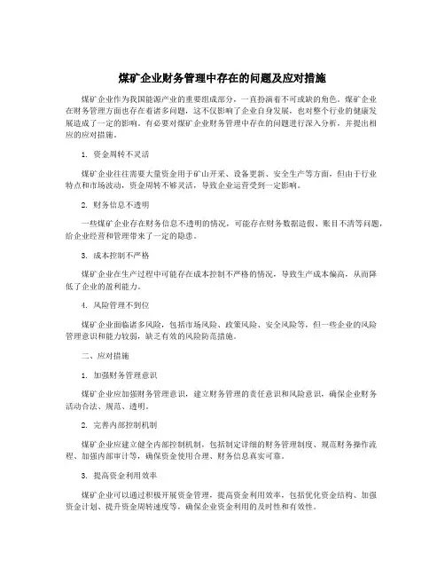 煤矿企业财务管理中存在的问题及应对措施