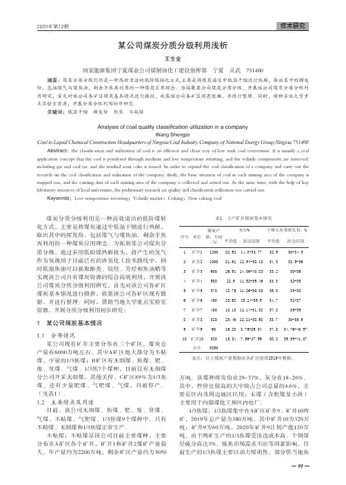 某公司煤炭分质分级利用浅析