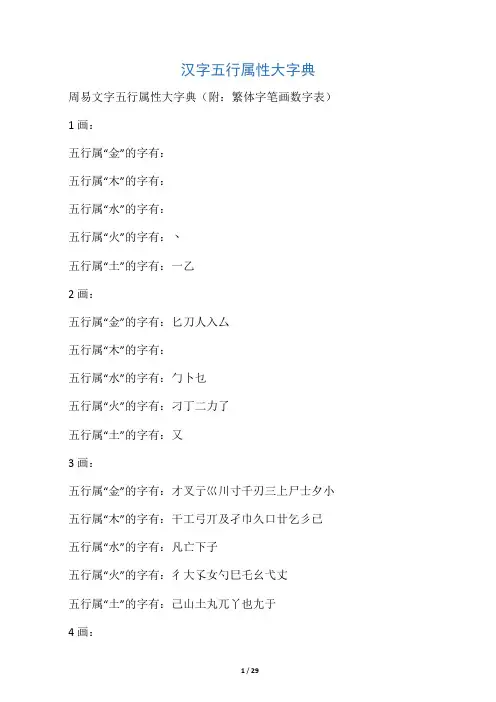 汉字五行属性大字典