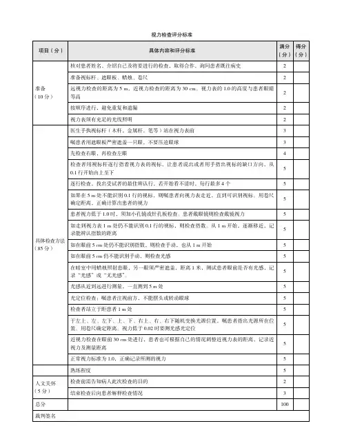视力检查评分标准