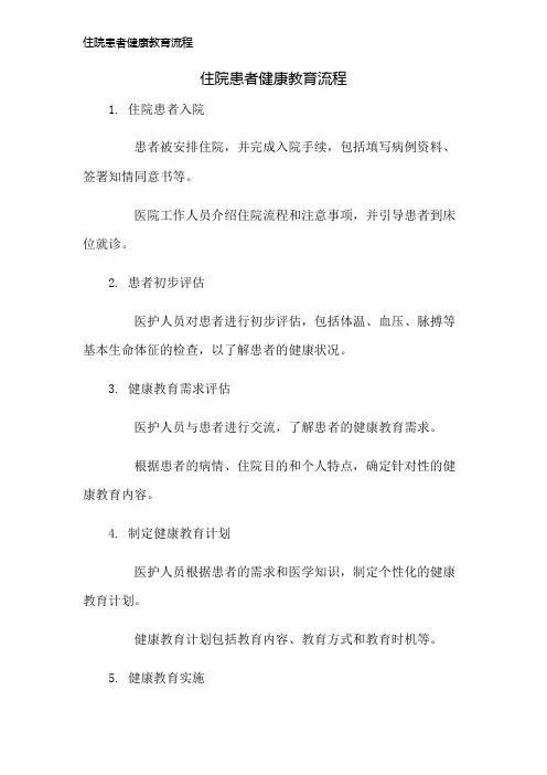 住院患者健康教育流程