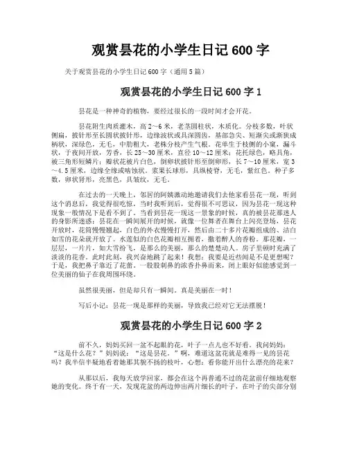观赏昙花的小学生日记600字