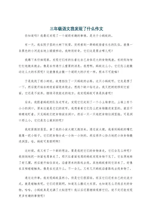 三年级语文我发现了什么作文