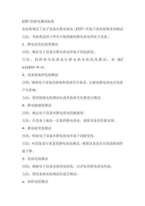 esd防静电测试标准