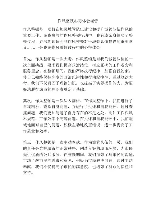 作风整顿心得体会城管