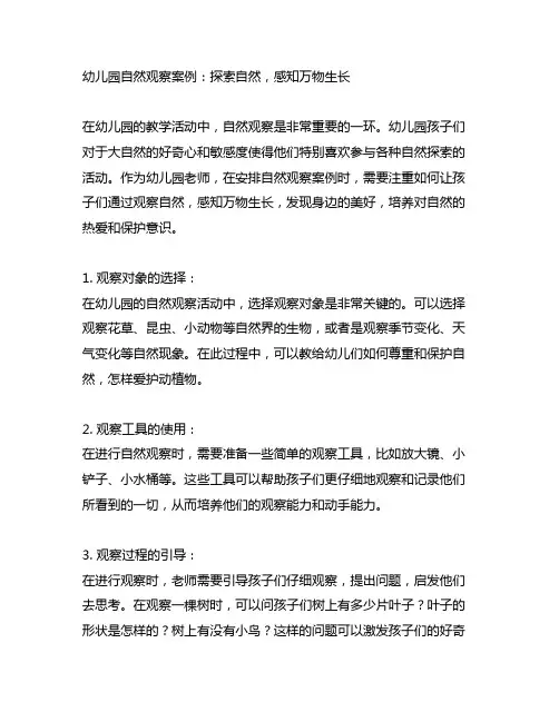 幼儿园自然观察案例：探索自然,感知万物生长