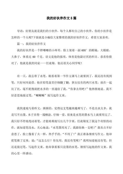 我的好伙伴作文5篇