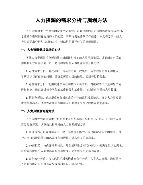 人力资源的需求分析与规划方法