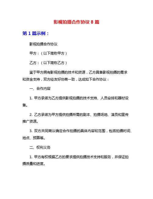 影视拍摄合作协议8篇