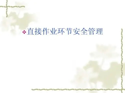 直接作业环节安全管理1