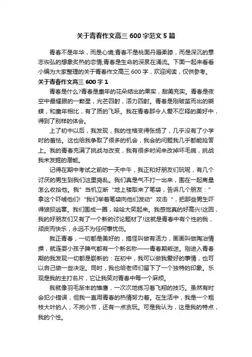 关于青春作文高三600字范文5篇