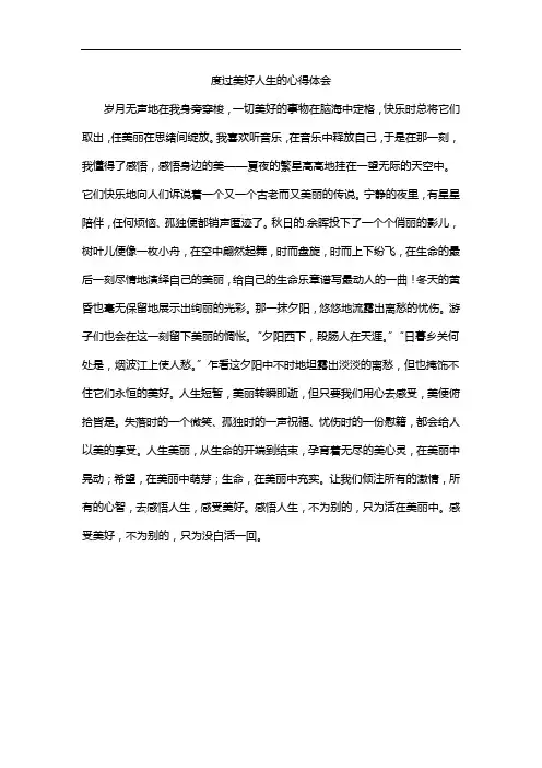 度过美好人生的心得体会