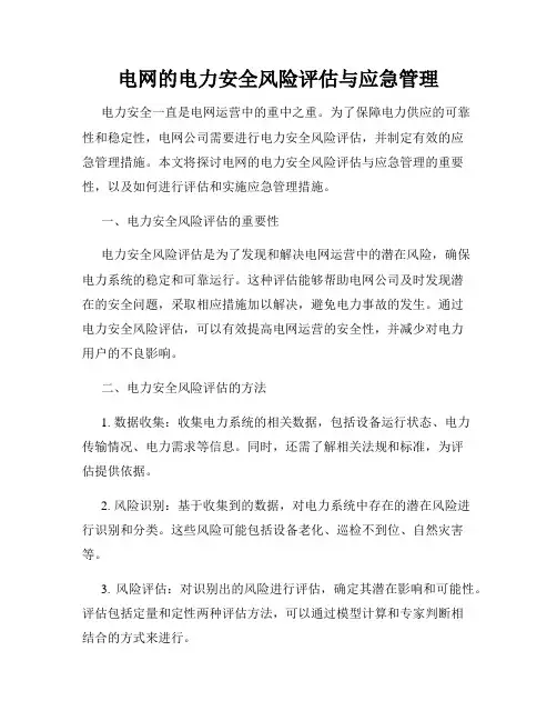 电网的电力安全风险评估与应急管理