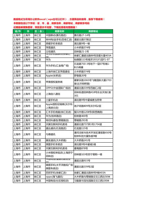 2020新版上海市上海市徐汇区手机店工商企业公司商家名录名单联系电话号码地址大全181家
