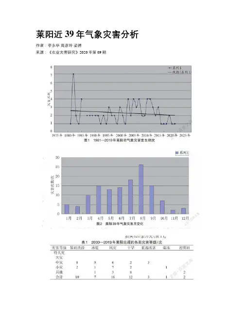 莱阳近39年气象灾害分析
