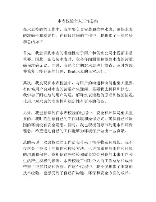 水表校验个人工作总结