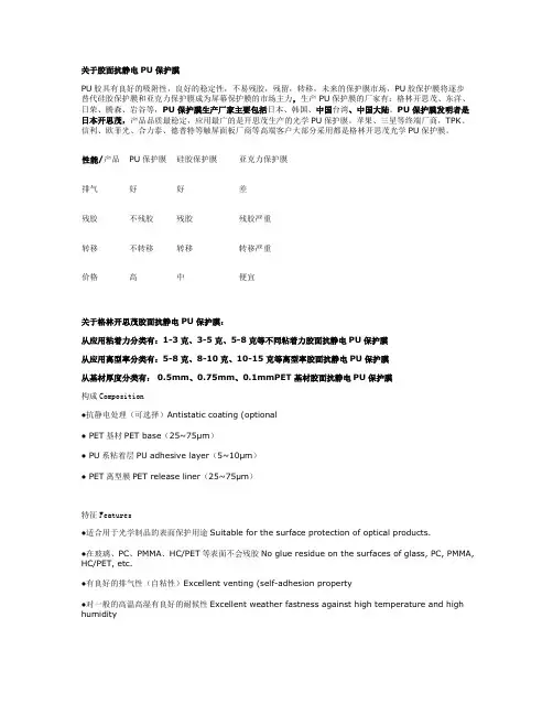 关于胶面抗静电PU保护膜解读