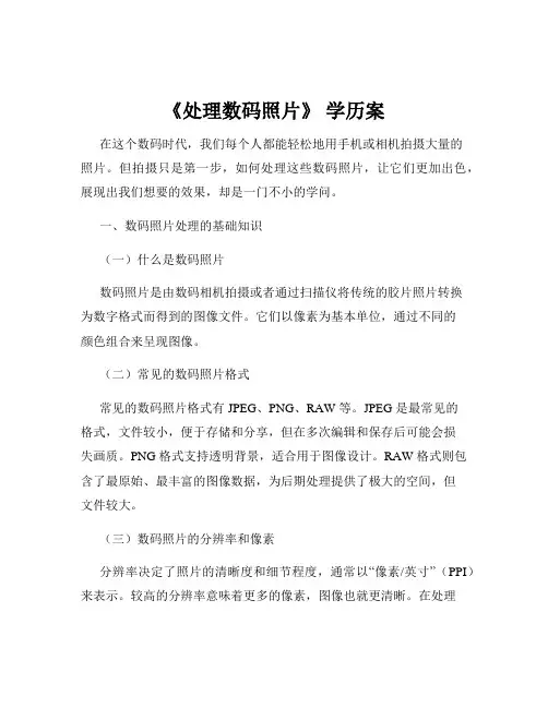 《处理数码照片》 学历案