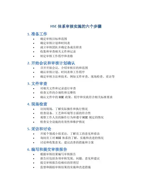HSE体系审核实施的六个步骤