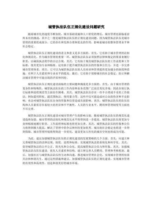 城管执法队伍正规化建设问题研究