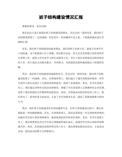 班子结构建设情况汇报