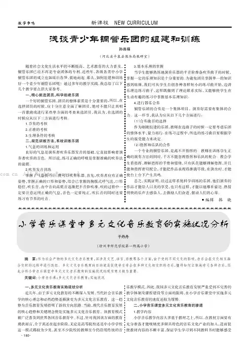 浅谈青少年铜管乐团的组建和训练