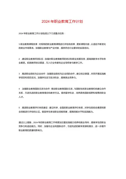 2024年职业教育工作计划