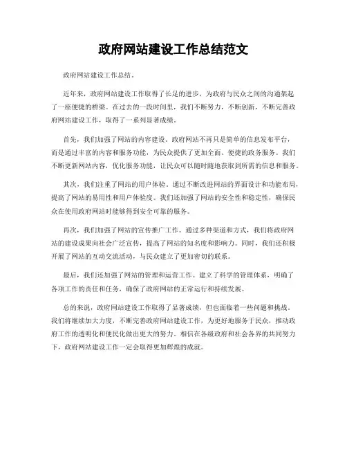 政府网站建设工作总结范文