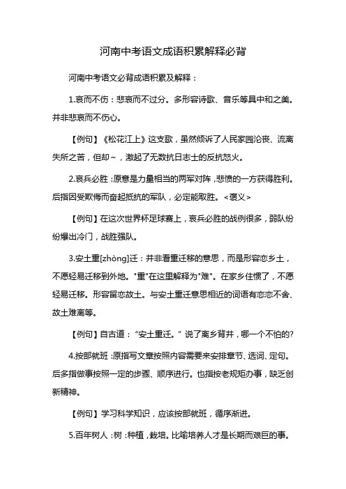河南中考语文成语积累解释必背