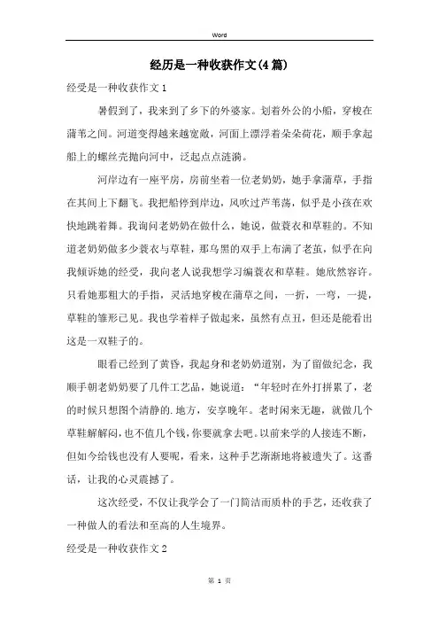 经历是一种收获作文(4篇)