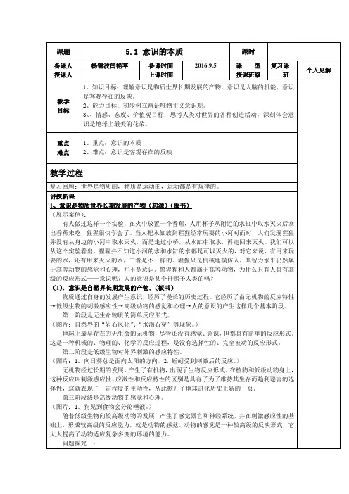 《意识的本质》教案正式版