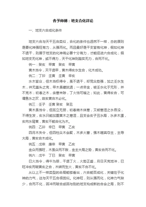 舍予师傅：地支合化详论