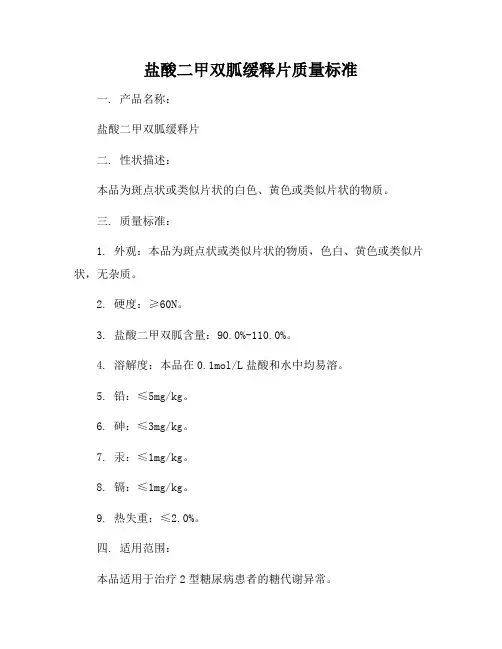 盐酸二甲双胍缓释片质量标准