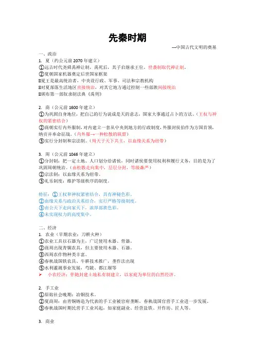 先秦时期知识点