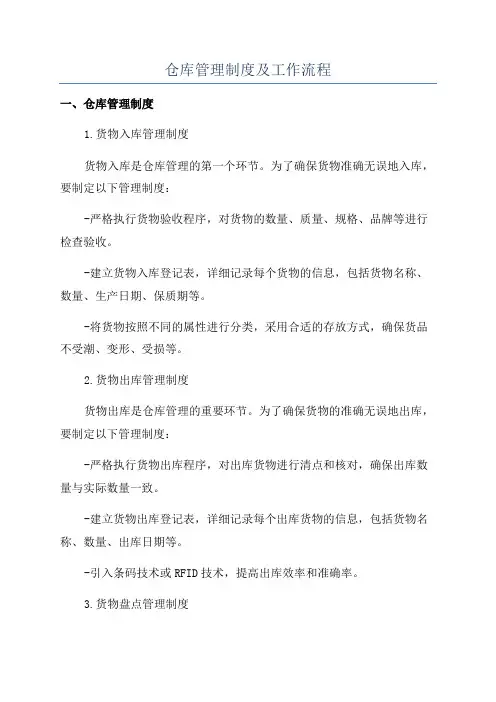 仓库管理制度及工作流程