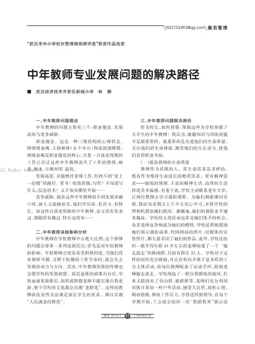 中年教师专业发展问题的解决路径