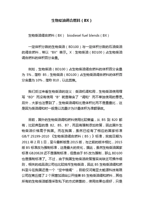 生物柴油调合燃料（BX）