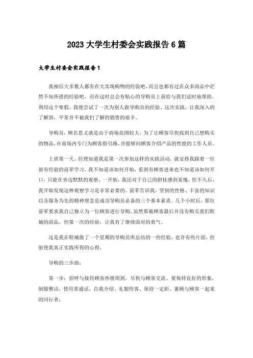 2023大学生村委会实践报告6篇