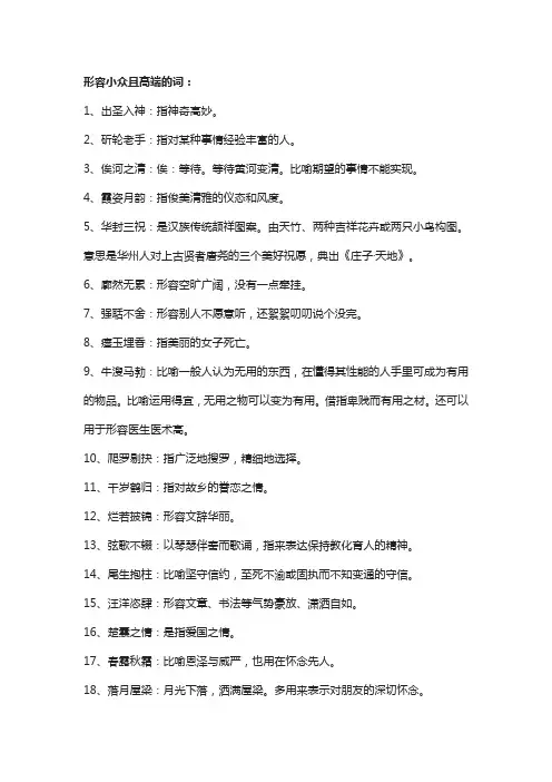 形容小众且高级的词汇