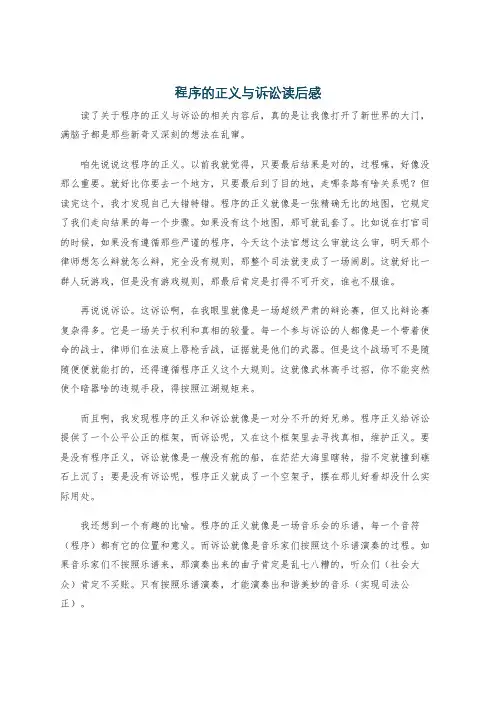 程序的正义与诉讼读后感