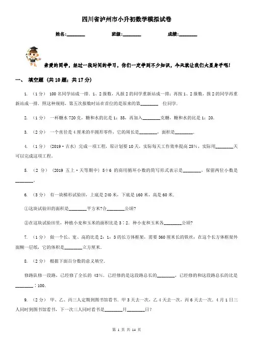 四川省泸州市小升初数学模拟试卷