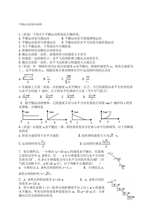 平抛运动最全习题集含答案
