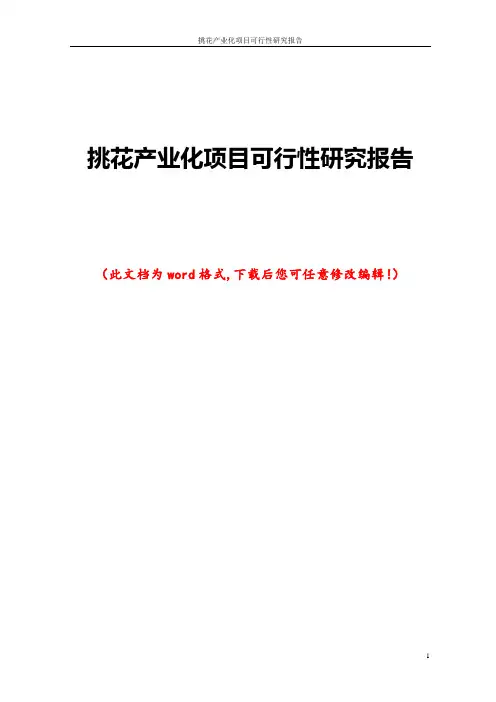 挑花产业化项目可行性研究报告