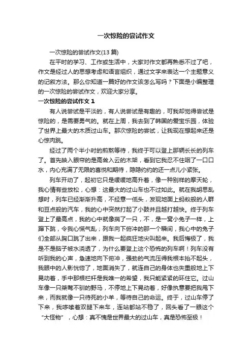 一次惊险的尝试作文