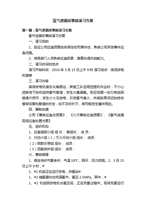 氢气泄漏反事故演习方案