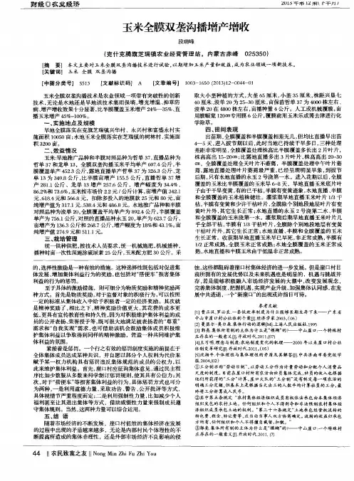玉米全膜双垄沟播增产增收