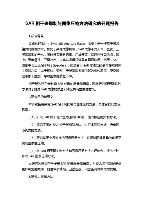 SAR相干斑抑制与图像压缩方法研究的开题报告