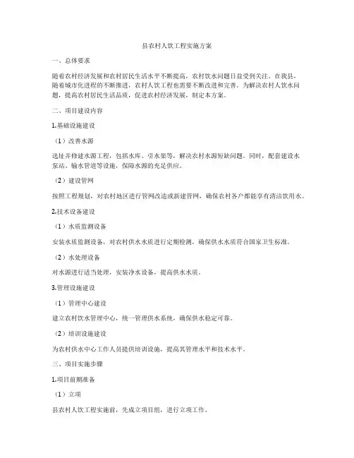 县农村人饮工程实施方案